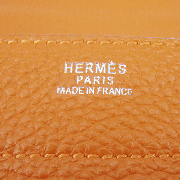 Fake Hermes Leather Small Briefcase Orange 2813